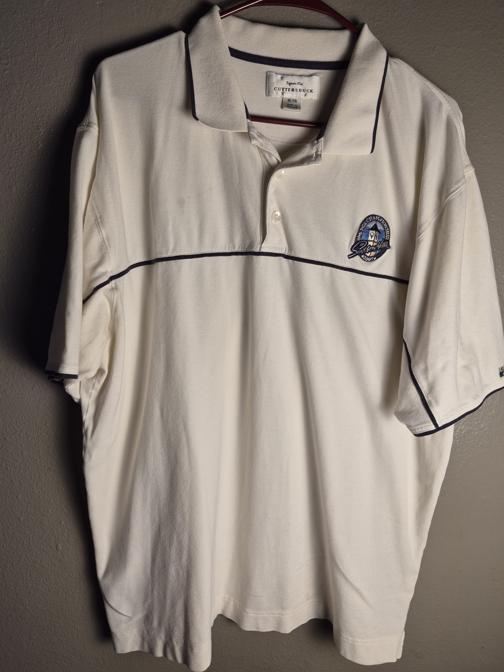 Cutter & Buck Cream Polo with Navy Piping